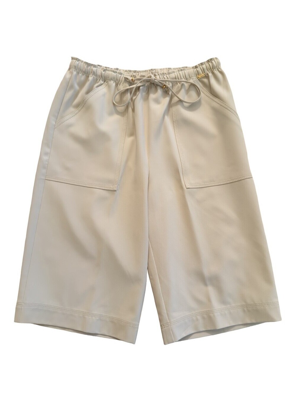 St. John Sport Drawstring Bermuda Shorts Beige Petite P Pockets 10” Inseam